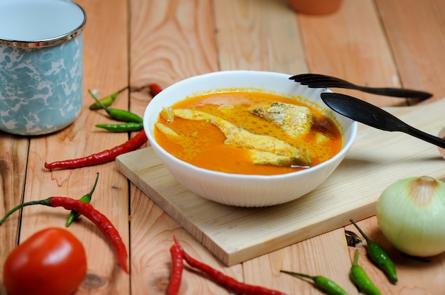 Asam Pedas or translated as Spicy Hot Sour Curry nornally cooked with Fish Popular in Malaysia