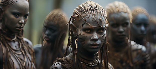 写真 アサロ・マッドメン アサロ部族は泥で作られたマスクを着用 aiで生成された