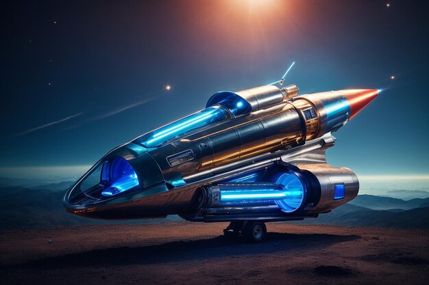 Ascension Awaits The Futuristic Rocket Launcher with Gleaming Metallics and Radiant Blue Highlights