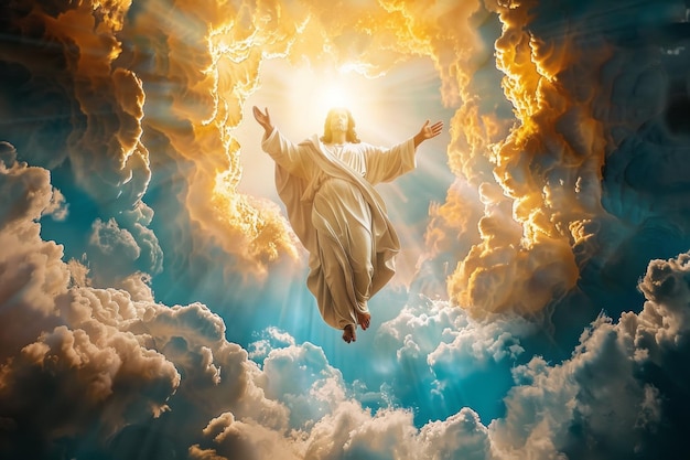 Photo ascension day of jesus christ or resurrection day of the son of god ascension day concept in church generative ai