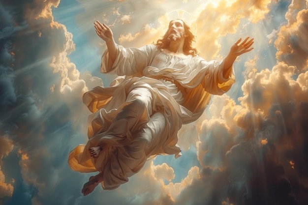 Foto il giorno dell'ascensione di gesù cristo o il giorno della risurrezione del figlio di dio il concetto di giorno dell'ascensione nella chiesa generativo ai