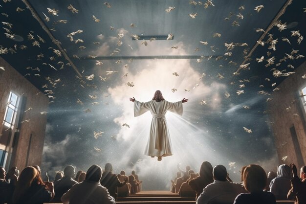 Ascension day of jesus christ or resurrection day of son of god Ascension day concept in church