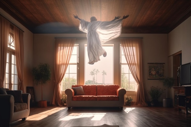 Ascension day of jesus christ or resurrection day of son of god Ascension day concept in living room