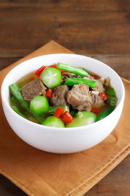 Asemasem daging sapi or beef soup with sweet and sour taste a typical dish of East Java Indonesia