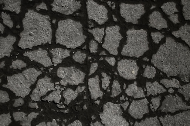 asfalt in scheuren textuur / abstracte achtergrond scheuren op asfaltweg