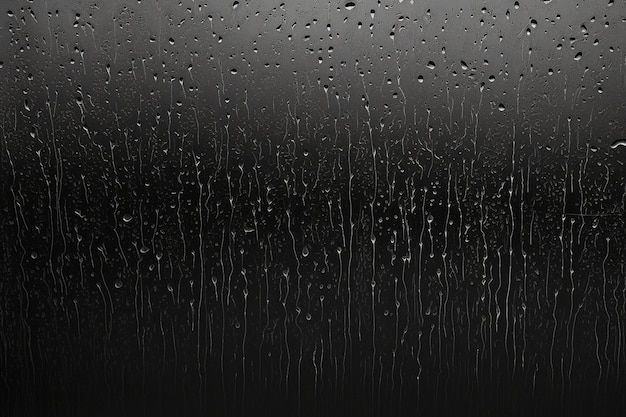 Ash streaks on a car windshield with raindrops