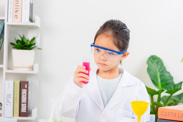 Asia little girl science