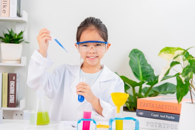 Asia little girl science