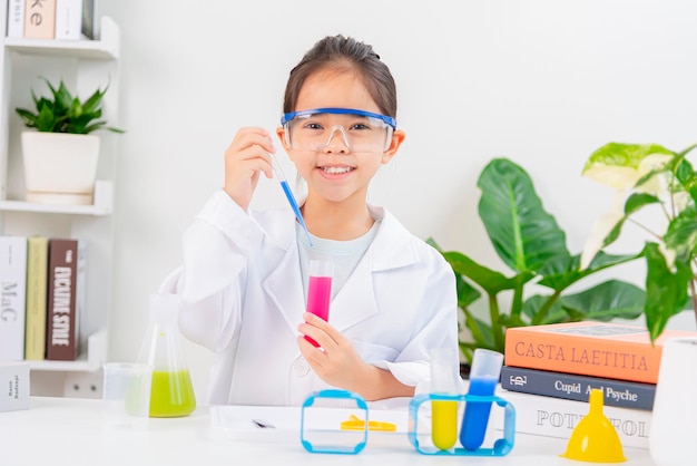 Asia little girl science