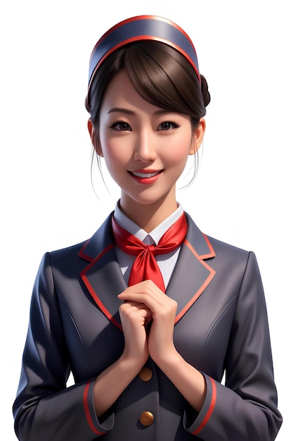 asia woman air hostess blue uniform images with ai generated