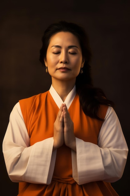 Photo asian 40 year old woman emotional dynamic pose