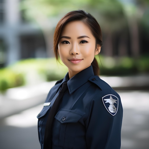 Photo asian american poliece woman