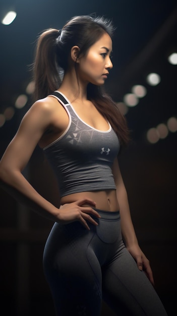 Азиатский спортсмен в одежде для йоги Under Armour