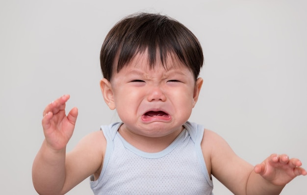 Asian Baby cry and feel sad