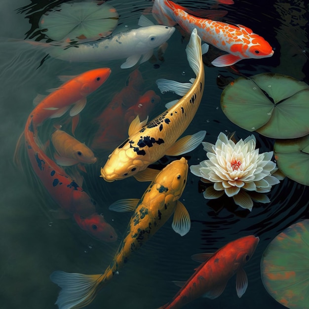 Asian background Oriental Japanese style abstract pattern background design with koi fish decorate