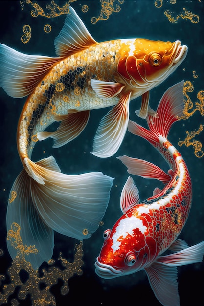 Asian background Oriental Japanese style abstract pattern background design with koi fish decorate