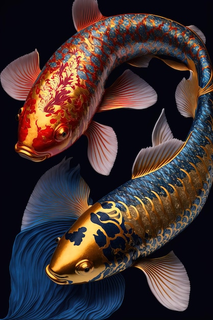 Photo asian background oriental japanese style abstract pattern background design with koi fish decorate