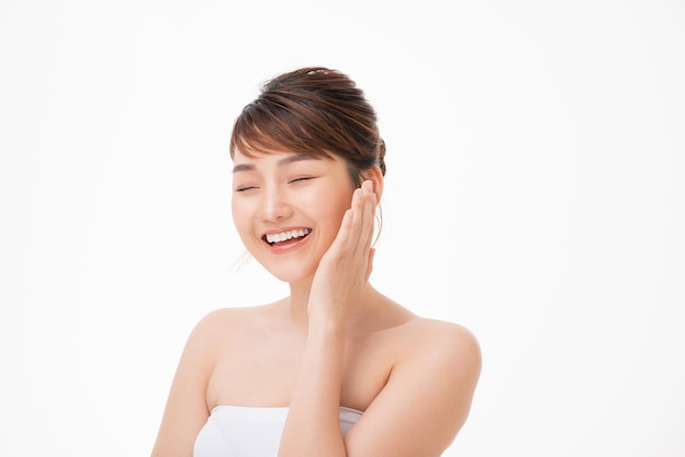Asian beautiful girl with pretty smile on her face Beauty clinic skincare spa and surgery concept