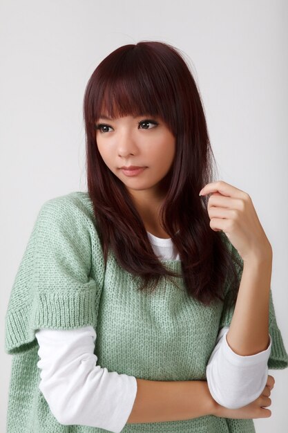 Asian beauty, closeup portrait in studio.