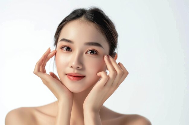 Asian beauty cosmetic skincare model white background