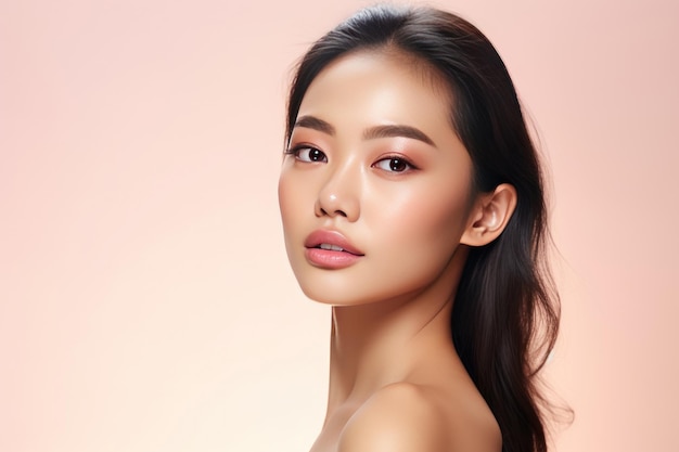 Азиатский портрет красоты Концепция здоровья и макияжа, созданная искусственным интеллектом