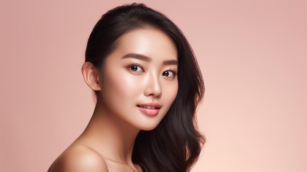 Asian beauty Young girl with perfect skin Female Skin care editorial Youthful Elegance Skin