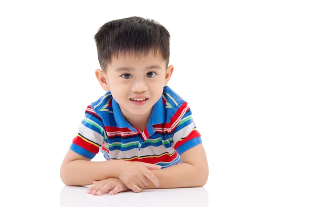 Asian boy isolated on white background