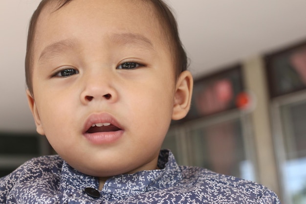 Asian boy's face closeup