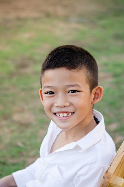 Asian boy smiling