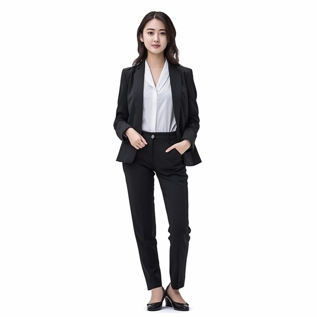 Asian business lady on white background