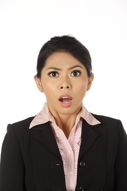 Asian business woman shocked