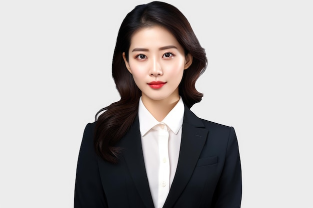 Asian business woman on white background