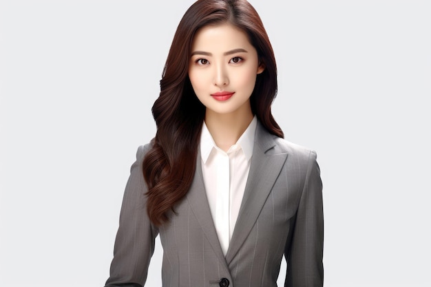 Asian business woman on white background