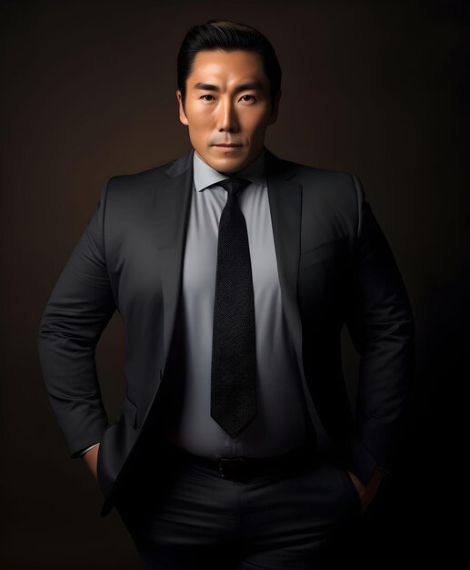 写真 アジア系のビジネスマンはスーツとネクタイを着ている