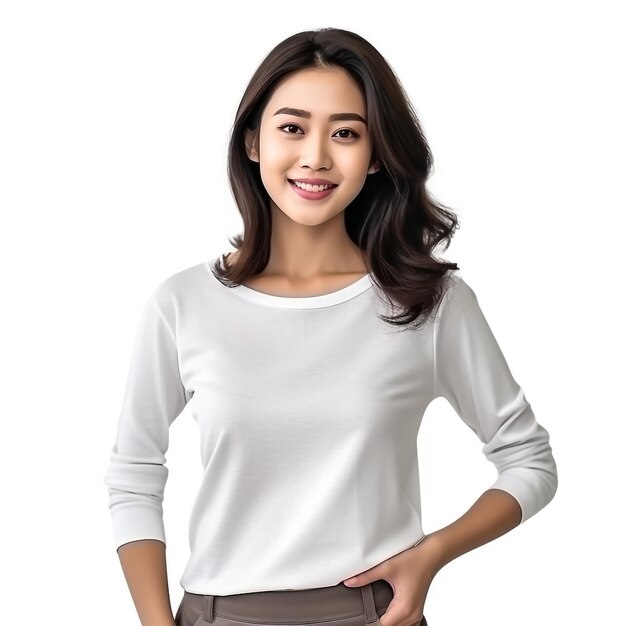Photo asian businesswoman hold with folder