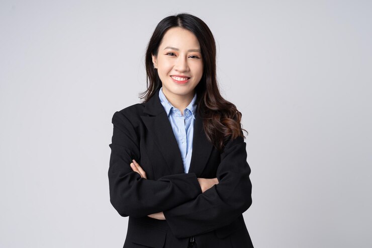 Photo 흰색 배경에 고립 된 아시아 사업가 초상화