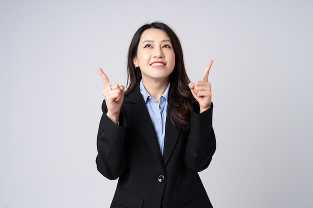 Asian businesswoman portrait, isolated on white background