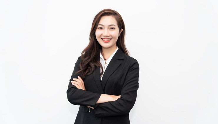 Photo 흰색 배경에 아시아 사업가 초상화