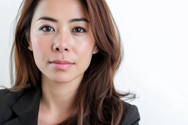 Photo asian businesswoman portrait with a white copy space background