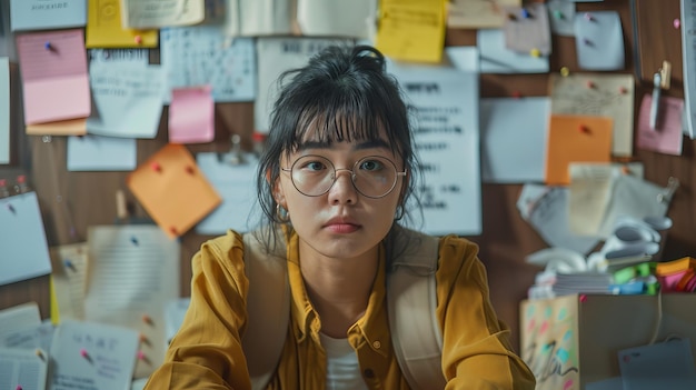 Asian businesswoman sitting at her desk in office