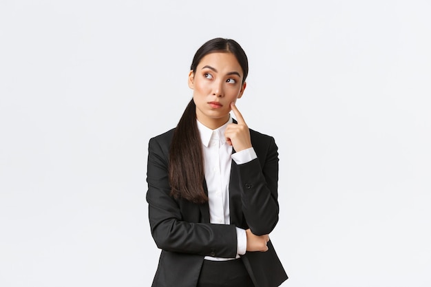 Asian businesswoman on white background.