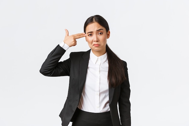 Asian businesswoman on white background.