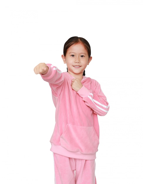 Asian child girl fight expression