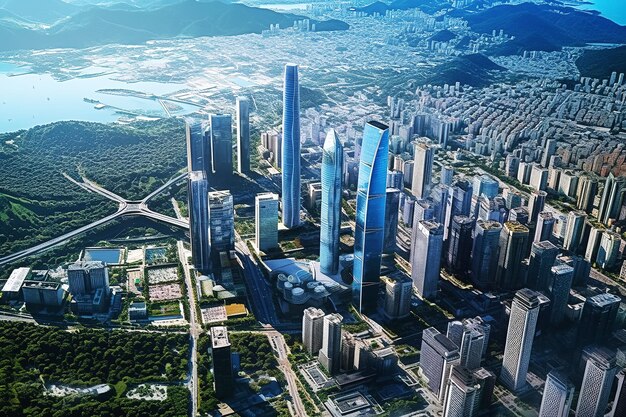 Asian city architectural skyline generated by AI