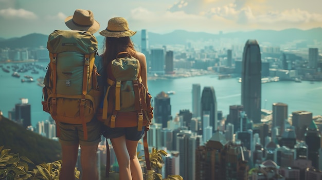 Asian city vacation honeymoon trip and backpacker travel Generative Ai