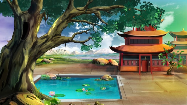 Asian Courtyard illustration