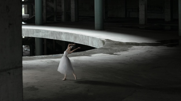 Фото Азиатские танцоры танцуют балет в здании изображения балетного искусства