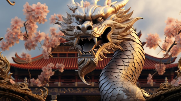 Asian dragon HD 8K wallpaper Stock Photographic Image