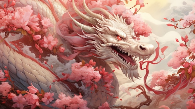 Asian dragon splendor digital art illustration