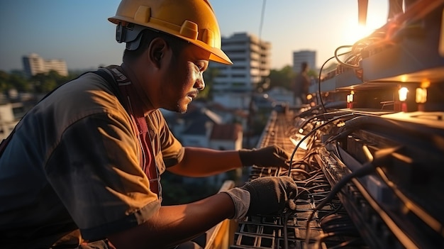 Asian electrical engineer worker AI Generated